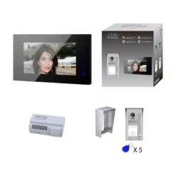 KIT VIDEO AO 7 POUCES AVEC MÉMOIRE + CAMERA SAILLIE AVEC LECTEUR DE BADGES