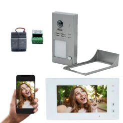 KIT VIDEO AO WIFI 7 POUCES AVEC MÉMOIRE + CAMERA SAILLIE LECTEUR DE BADGES AUTOMATISME ONLINE